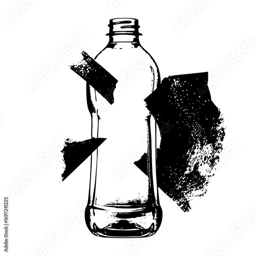 Vector Shattered plastic bottle depicts environmental damage.