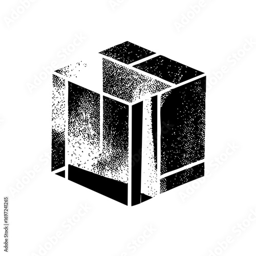 Vector Geometric cube with textured surfaces.