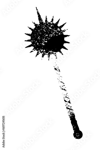 Vector Black spiked weapon with a textured handle.