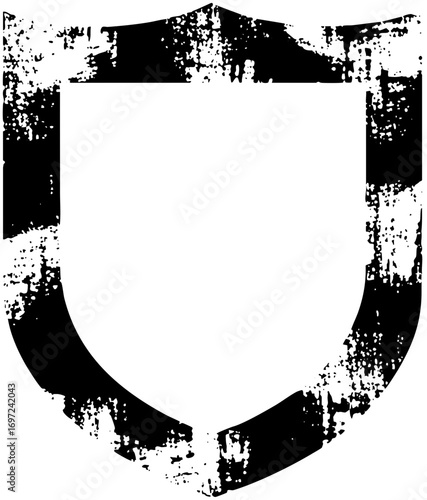 Vector Distressed shield outline with blank area.