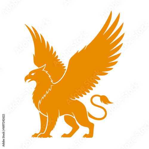 Majestic griffin symbol of power and protection soaring with spread wings