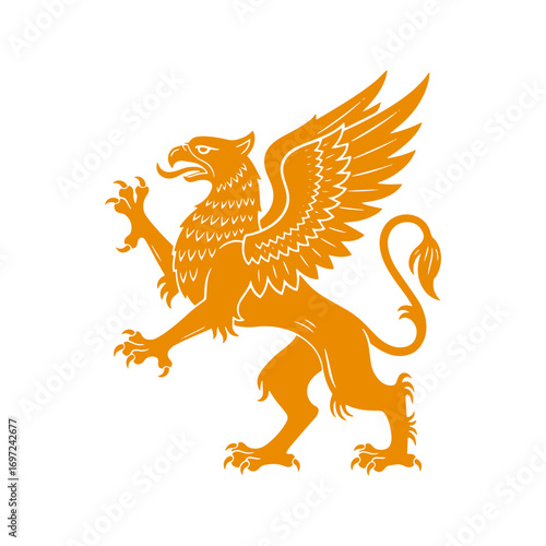 Majestic griffin creature soaring with powerful wings, embodying strength and myth