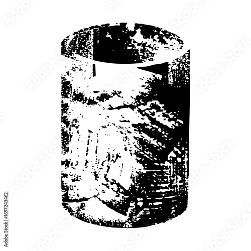 Vector Abstract cylindrical container with distressed texture.