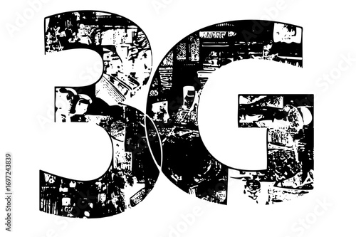 Vector Distressed typographic featuring the characters 3G.