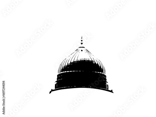 Vector Detailed monochrome of a domed capitol building.