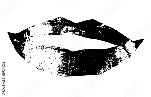 Vector Bold black and white lips with textured fill.