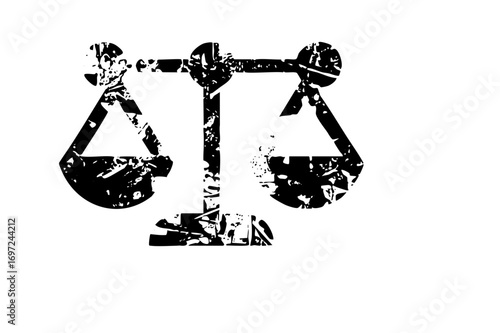 Vector Distressed scales of justice represents legal balance.