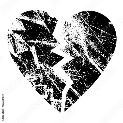 Vector Broken heart with distressed texture