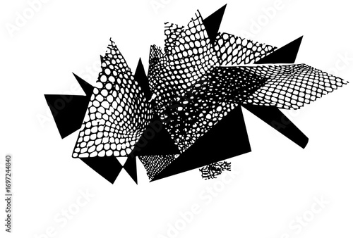 Vector Abstract geometric composition with dotted shapes and sharp angles.