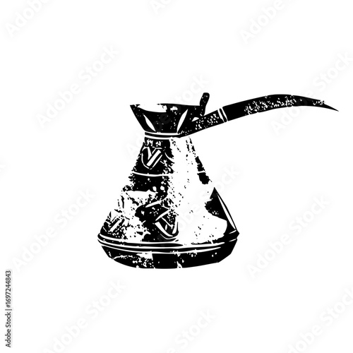 Vector Detailed of a traditional coffee pot with a spout.