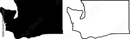 Washington state border map outline and silhouette vector graphic isolated image	