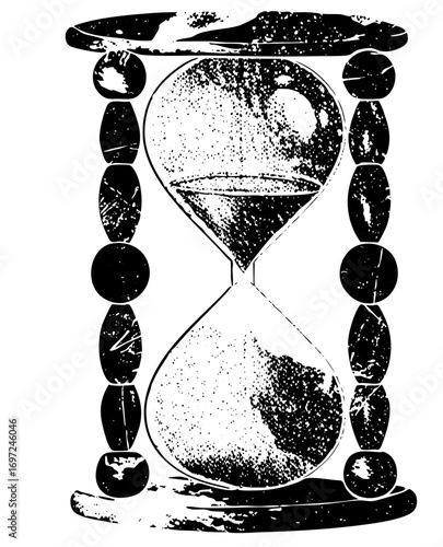Vector Vintage hourglass with decorative frame .