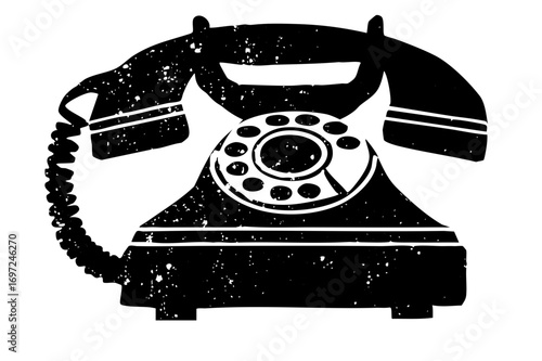 Vector Vintage rotary telephone in black