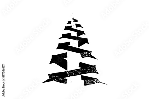 Vector Abstract fir tree composed of black arrow shapes.