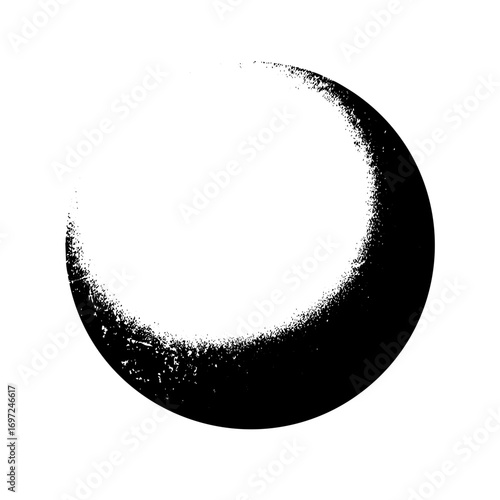 Vector Minimalist moon with textured edges.