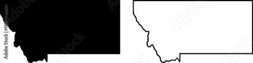 Montana state border map outline and silhouette vector graphic isolated image	