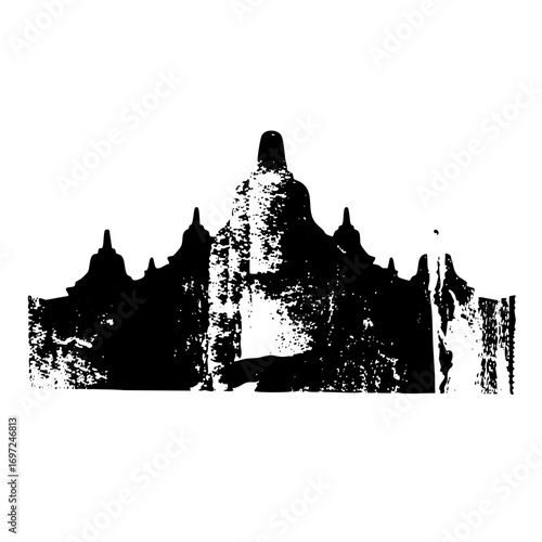Vector Ancient temple silhouette showcases intricate architectural .