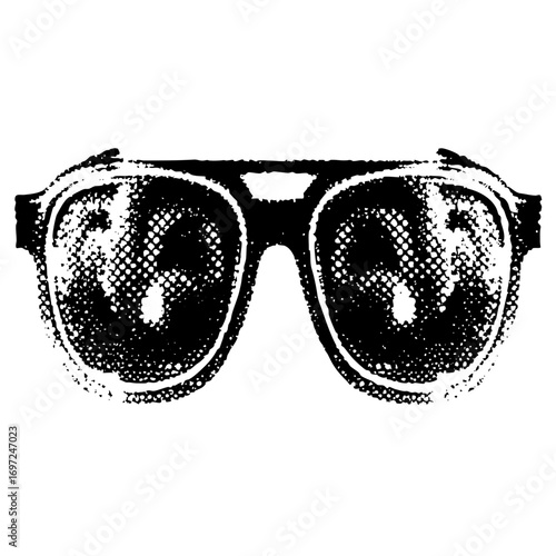 Vector Retro sunglasses with halftone texture.