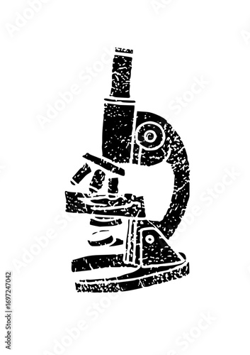 Vector Detailed monochrome of a laboratory microscope.