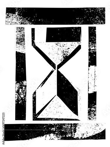 Vector Abstract hourglass with distressed texture.
