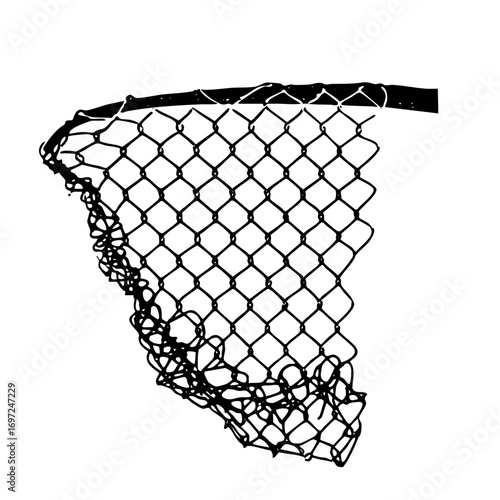 Vector Damaged chain- fence depicts deterioration and security breach.