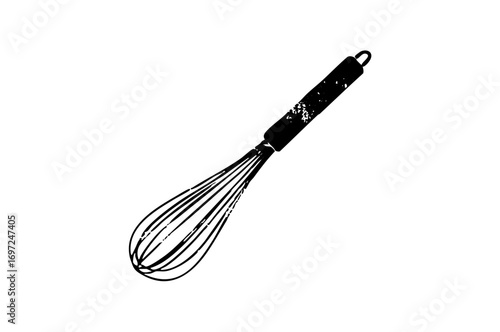 Vector Detailed of a kitchen whisk with a looped handle.