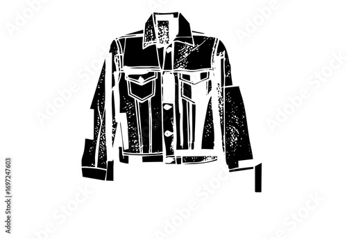 Vector denim jacket with detailed pockets.