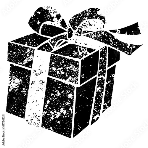 Vector Distressed of a gift box with a ribbon