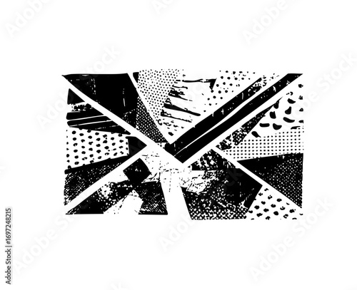 Vector Abstract geometric featuring intersecting lines and textured shapes.
