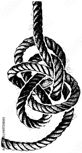 Vector Detailed of a complex knotted rope.