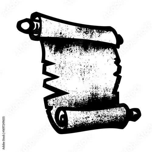 Vector Vintage scroll with distressed edges and decorative elements.
