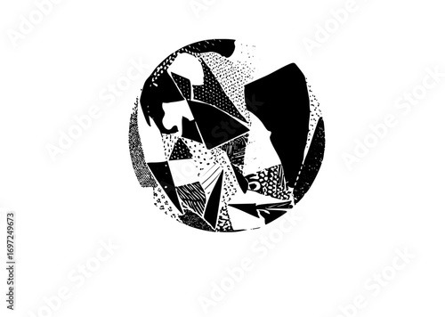 Vector Abstract portrait of a man within a fragmented circular .