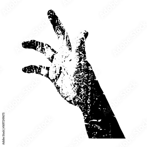 Vector Dramatic reaching hand with textured effect.