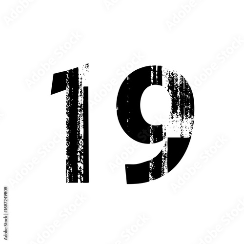 Vector Distressed Number Nineteen Vector