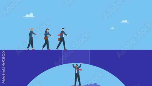 Manager help connect missing piece as the bridge for team members to cross the gap. Connect the bridge to help and support team to success, solution or assistance.