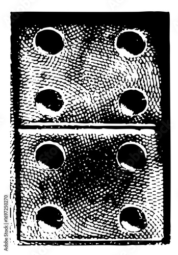 Vector Detailed tile with six and six pips.