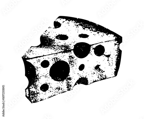 Vector Detailed of a cheese wedge with prominent holes.