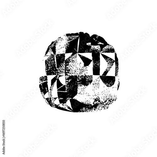 Vector Abstract fractured letterform with geometric shapes.