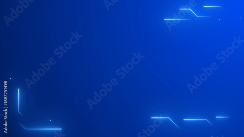 Glowing neon blue frame corners on a dark background