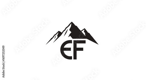 Abstract emblem design featuring majestic mountains and intertwined lettermark for adventure firms