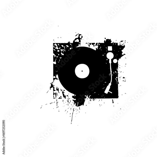 Vector Black turntable with distressed square frame.