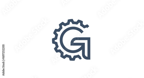 Innovative letter G logo design featuring a gear symbol signifying automation and precision