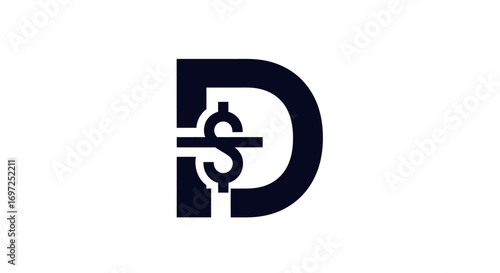 Minimalist financial branding concept featuring a creative letter D and dollar symbol integration