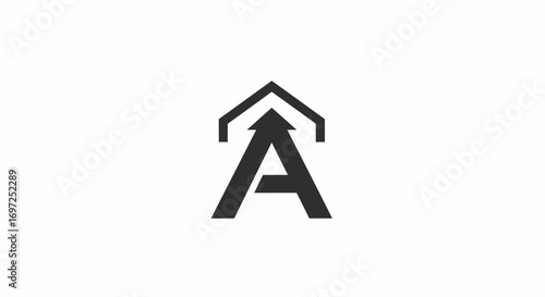 Innovative business growth concept represented by letter A and upward arrow element