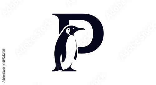 Elegant penguin letter logo design with minimalist lines and modern sophistication