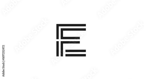 A modern and simple logo design featuring the letter E composed of parallel lines