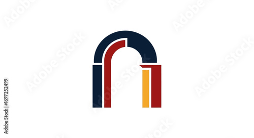 Abstract geometric arch construction showcasing creative design with bold color palette