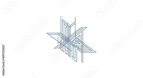 Abstract geometric blueprint with intersecting lines creating a modern architectural sketch