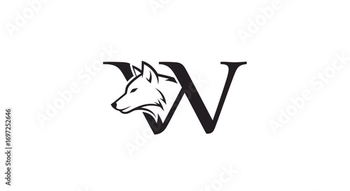 Sophisticated letter W with wolf illustration conveys refined elegance and a wild nature