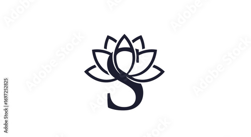 Elegant letter S with lotus flower logo design for wellness and brand identity
